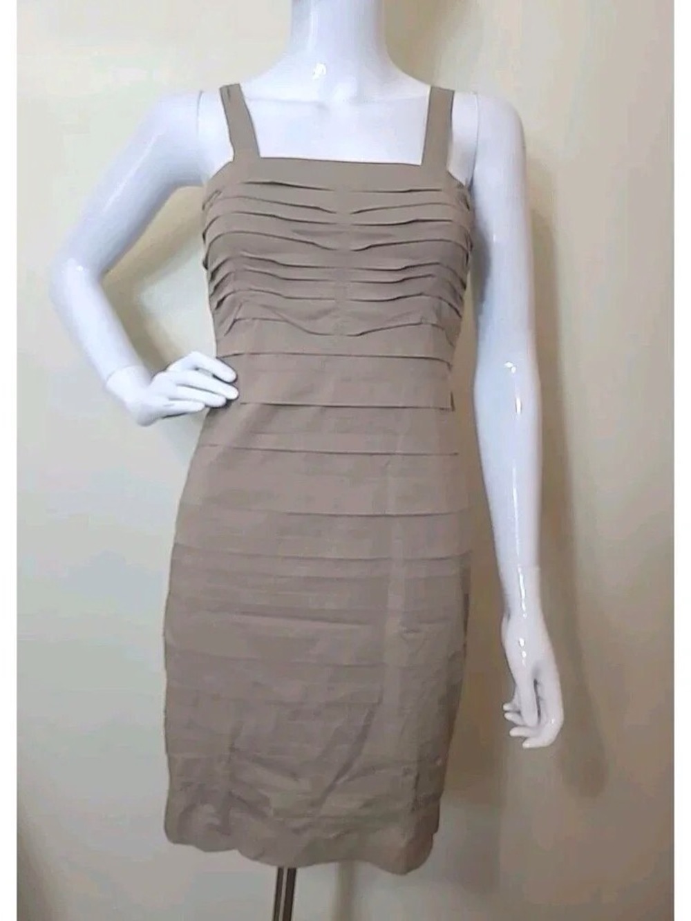 Sleeveless Taupe Tiered Band Midi Dress